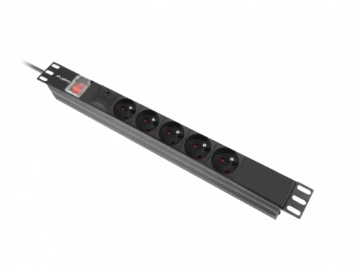 Lanberg PDU rack power strip 19 inch 1U 16A 5x230V 2m black C14