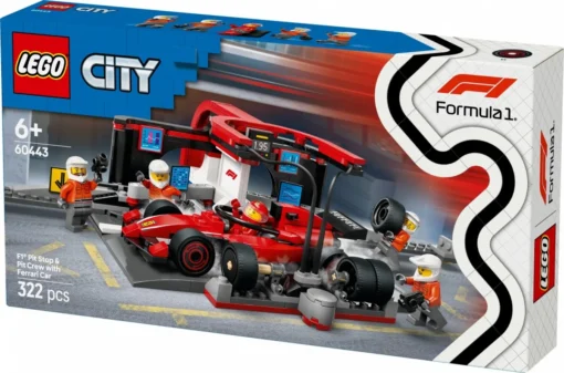 LEGO City 60443 F1 Pit Stop & Pit Crew with Ferrari Car - Image 2