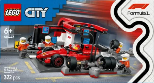 LEGO City 60443 F1 Pit Stop & Pit Crew with Ferrari Car - Image 3