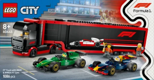 LEGO Bricks City 60445 F1 Truck with RB20 & AMR 24 F1 Cars - Image 3