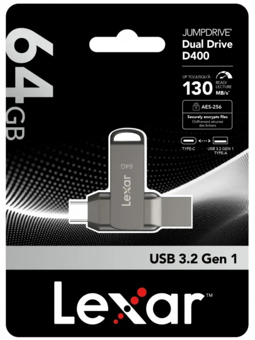 Lexar Pendrive Dual Drive D400 64GB USB-C/A 3.1 130MB/s - Image 2