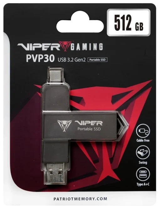 Patriot външен SSD 512GB PVP30 Duo Compact 1000/1000 MB/s USB 3.2 USB-C - Image 3