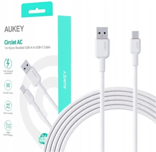 AUKEY AUKEY CB-NAC1 White Nyl on cable USB C - USB A - Image 5