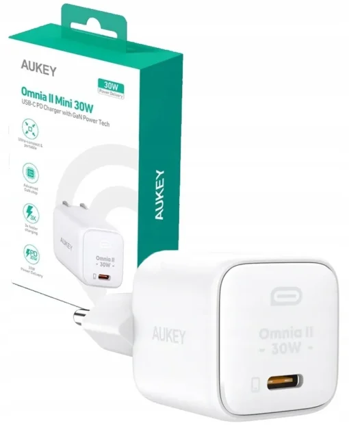 AUKEY Wall Charger PA-B1L White Omnia II Mini1xUSB-C PowerDelivery 30W 5A