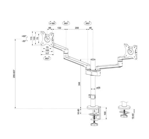 Neomounts DS60-425BL2 DESK MOUNT 2LCD - Image 2