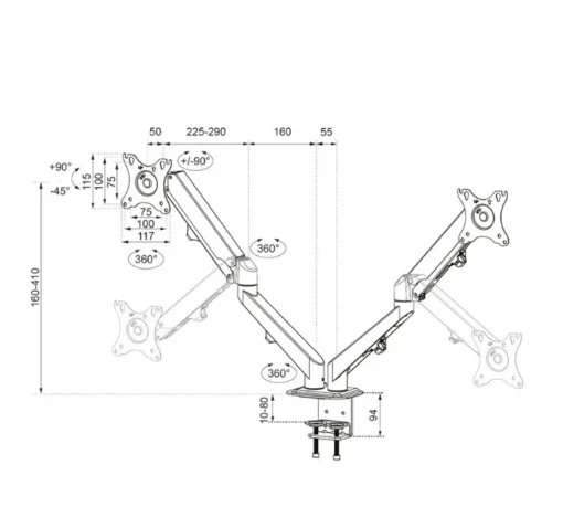 Neomounts Uchwyt biurkowy DS70-700BL2 2LCD - Image 2