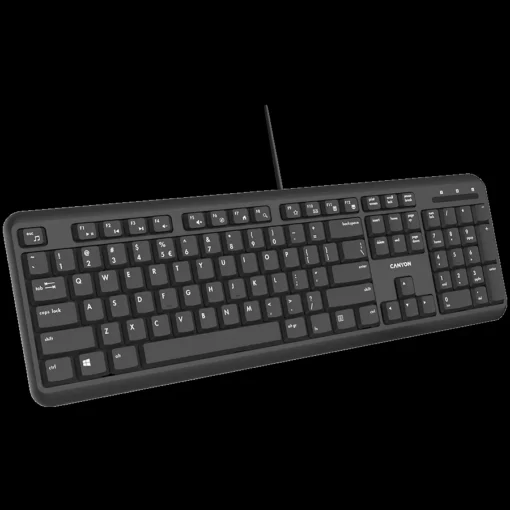 Клавиатура CANYON HKB-20, wired keyboard with Silent switches ,105 keys,black, 1.8 Meters cable length,Size 442*142*17.5mm,460g,BG layout - Image 3