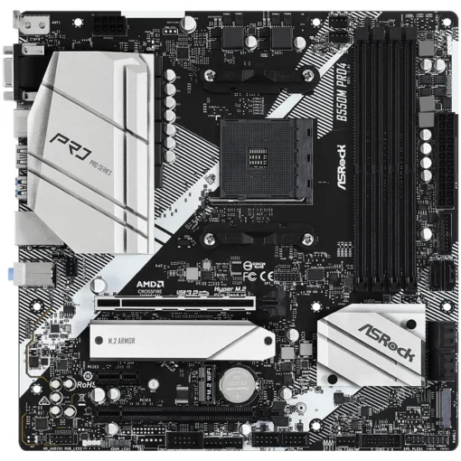 Дънна платка ASROCK Main Board Desktop B550M PRO4 (AM4, 4xDDR4,2xPCIe x16,2xPCI Ex1, 6 SATA3 , M.2, DP,HDMI,D-Sub, USB 3.2, mATX retail) - Image 2