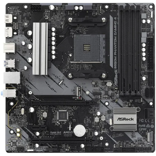 Дънна платка ASROCK Main Board Desktop B550M PHANTOM GAMING 4 (AM4, B550, 4xDDR4, 1xPCIe 4.0 x16, 1xPCI 3.0x16, 1xPCIe 3.0x1, 4xSATA, 1xM.2 PCIe Gen4x4, 1xM.2, 8xUSB3.2 Gen1, 6xUSB2.0, HDMI, DP, GLAN, mATX, Retail) - Image 2