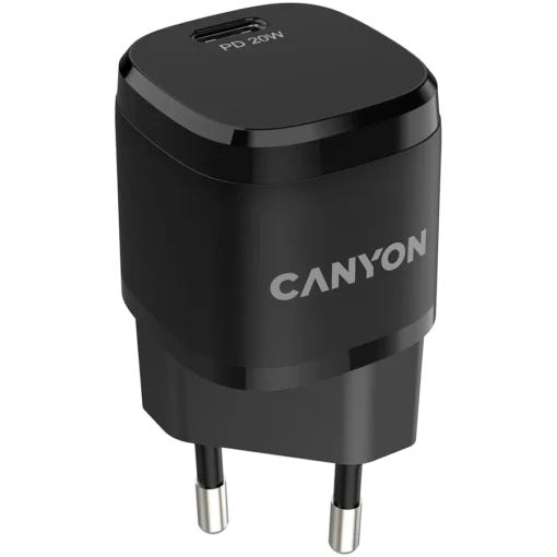 Зарядно за мобилен телефон CANYON charger H-20-05 PD 20W USB-C Black - Image 2