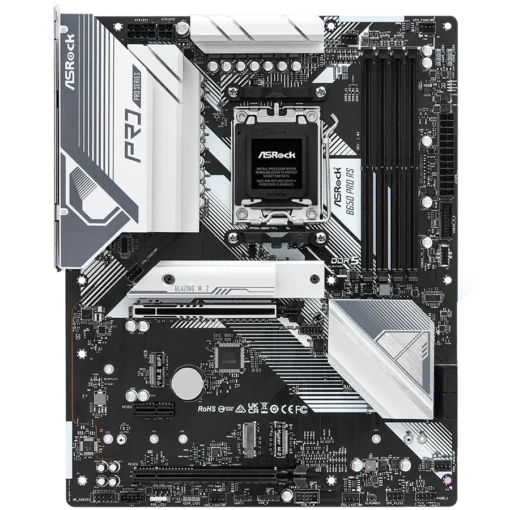 Дънна платка ASROCK MB Desktop B650 PRO RS, AM5, 4x DDR5, 1x PCIe 4.0 x16, 1x PCIe 3.0 x16, 1x Blazing M.2(PCIe Gen5x4), 1x Hyper M.2(PCIe Gen4x4), 1x M.2, 4x SATA3 6.0 Gb/s, 7.1 CH HD Audio, 1x HDMI, 1x DisplayPort, 2.5G LAN, 7x USB 3.2, 9x USB 2.0 - Image 2