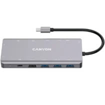 USB хъб CANYON hub DS-12 13in1 4k USB-C Dark Grey