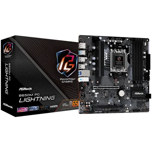 Дънна платка ASROCK B650M PG LIGHTNING AM5 Socket 4x DDR5 7200+ Dual Channel RAM PCIe 4.0 x16 3.0 x16 3x M.2 socket 4x S