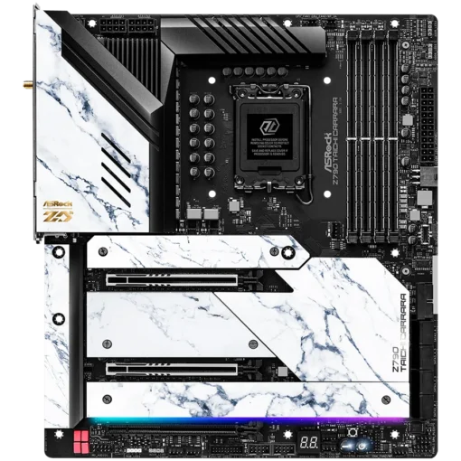 Дънна платка ASROCK MB Desktop Z790 Taichi Carrara, S1700, 4x DDR5, 2x PCIe 5.0 x16, 1x PCIe 4.0 x16, 4x Hyper M.2, 1x Blazing M.2, 8x SATA3, 2x USB-C, 12x USB 3.2, 6x USB 2.0, 1x RJ-45 2.5GB Lan, 802.11ax Wi-Fi 6E + Bluetooth 5.3, 1x HDMI, 1x SPDIF, - Image 2