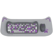 Клавиатура CANYON HSET-W6 EN Keyboard+Mouse Kitty Edition AAA+АА Wireless Violet