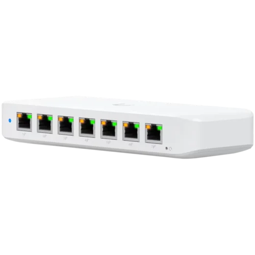 Kомутатор Ubiquiti USW-Ultra Layer 2 8-port GbE PoE switch with versatile mounting options: 7x GbE PoE+ output ports 1 x
