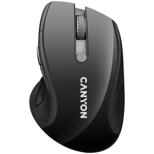 Безжична мишка CANYON 2.4Ghz wireless mouse optical tracking - blue LED 6 buttons DPI 1000/1200/1600 Black pearl