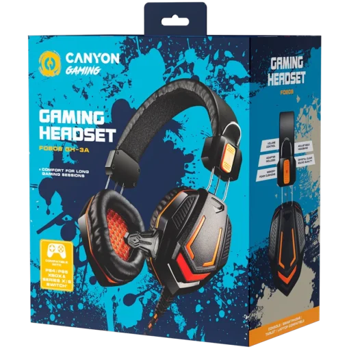 Геймърски слушалки CANYON headset Fobos GH-3A Black Orange - Image 2