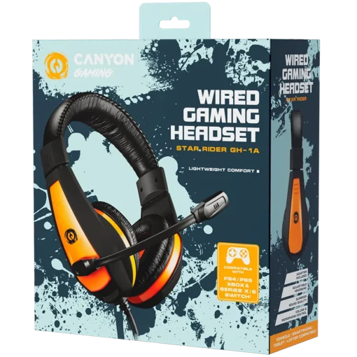 Геймърски слушалки CANYON headset Star Raider GH-1A Black Orange - Image 2