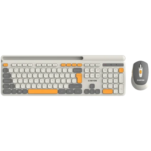 Клавиатура CANYON HSET-W5 EN Keyboard+Mouse AAA+AA Wireless Beige