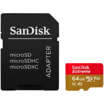 Карта памет SanDisk Extreme microSDXC 64GB + SD Adapter + 1 year RescuePRO Deluxe up to 170MB/s & 80MB/s Read/Write spee