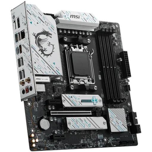 Дънна платка MSI B650M GAMING PLUS WIFI, mATX, AMD Ryzen Dual Channel DDR5 7200+(OC)MHz, 1x PCIe x16 slot, 2x PCI-Ex1 slots, 1x HDMI, 1x DP, 4x USB 5Gbps Type A, 3xUSB 10GBps Type A, 1xUSB 10Gbps Type C, 7.1 HD Audio, 2.5Gbps LAN, WI-FI 6E, BT, 3Y - Image 2