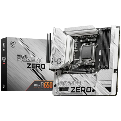 Дънна платка MSI B650M PROJECT ZERO mATX Socket AM5 Dual Channel DDR5 7600+(OC)MHz 1x PCIe x16 slot 2x M.2 slots 1x HDMI