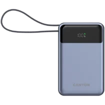 Външна батерия CANYON power bank OnPower 600 built-in cable 20000 mAh PD65W Dark Grey