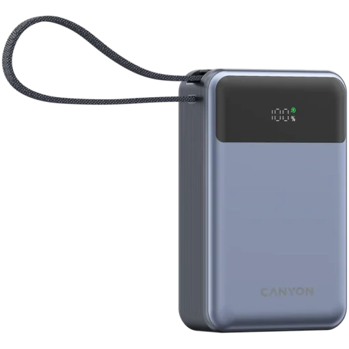 Външна батерия CANYON power bank OnPower 600 built-in cable 20000 mAh PD65W Dark Grey - Image 2