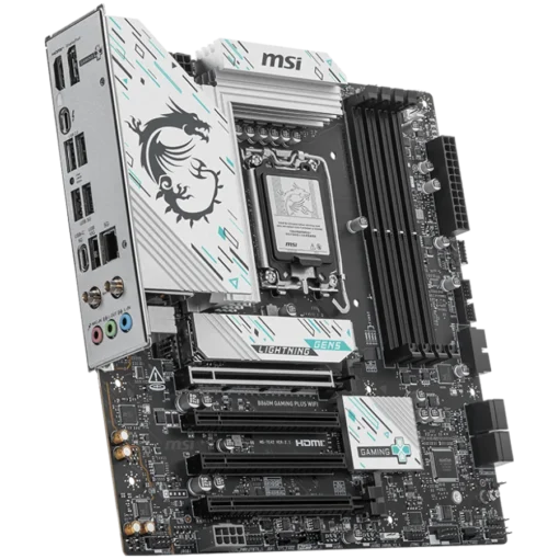 Дънна платка MSI PRO B860M GAMING PLUS WIFI, mATX, LGA 1851, 4x DDR5 Dual Channel DDR5 up to 8600(OC)MHz, 4x PCIe x16 slot, 3x M.2 slot, 2x USB 2.0, 2x USB 5Gbps, 1x USB 10Gbps, 1x USB 5Gbps Type-C, HDMI, DP, 7.1 HD Audio, 5G LAN, WiFi, BT, 3Y - Image 2