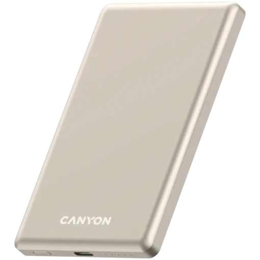 Външна батерия CANYON power bank OnPower 505 slim Magsafe 5000 mAh PD20W Beige - Image 2