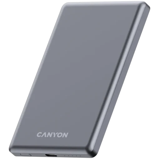 Външна батерия CANYON power bank OnPower 505 slim Magsafe 5000 mAh PD20W Dark Grey - Image 2