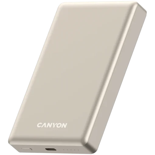 Външна батерия CANYON power bank OnPower 510 slim Magsafe 10000 mAh PD20W Beige - Image 2