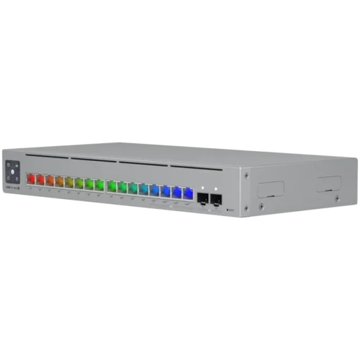 Kомутатор Ubiquiti 16-port, Layer 3 Etherlighting switch with 2.5 GbE, PoE++ output, and versatile mounting options, 4x 2.5 GbE PoE++ ports, 12x GbE PoE+ ports, 2x 10G SFP+ ports, 180W total PoE availability - Image 2