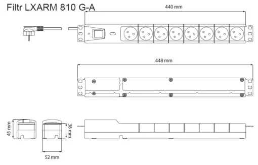 Lestar Listwa przeciwprzepięciowa LXARM 810, 3L, PDU, 5,0m, czarna - Image 2