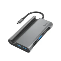 Докинг станция 7 в 1 HAMA 3 x USB-A 3.2 HDMI VGA Ethernet USB-C (PD) Сива