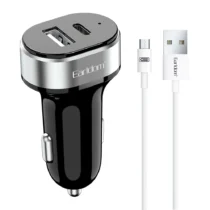 Зарядно за мобилен телефон Зарядно устройство за кола Earldom ES-CC14 1xUSB 1xType-C С Micro USB кабел Черен -