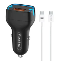 Зарядно за мобилен телефон Зарядно устройство за кола Earldom ES-CC2 1xUSB QC3.0 1xType-C PD С PD Type-C кабел Различни цветове -