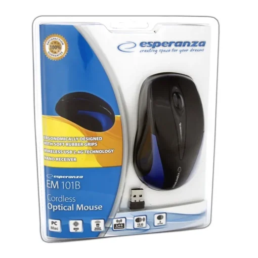 Esperanza Bezprzewodowa Mysz optyczna EM101B USB, 2,4 GHz, NANO odbiornik - Image 2