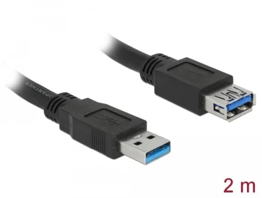 Delock Кабел удължителен екраниран USB 3.0 Type-A мъжко > USB 3.0 Type-A женско 2.0 m black - Image 2