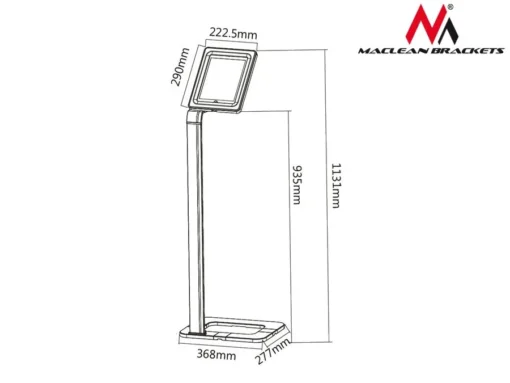 Maclean Stand, advertising handle for tablet, floor with lockable MC-645, 9.7 - 10.1 inch Universal - Image 2