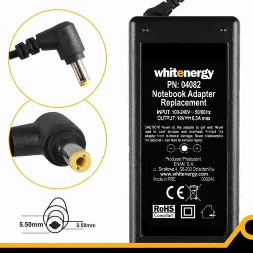 Whitenergy AC Adapter 19V | 6.3A 120W connector 5.5x2.5mm (04082) - Image 2