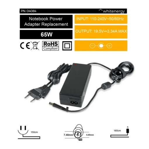 Whitenergy AC Adapter 19.5V | 3.34A 65W connector 7.4x5.0mm + pin Dell 04084 - Image 5