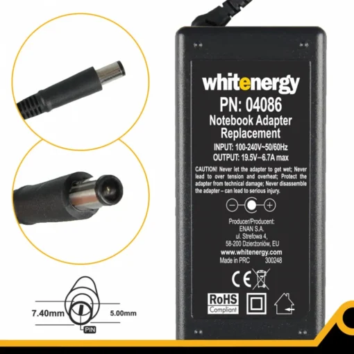 Whitenergy AC Adapter 04086 19.5V | 6.7A 130W connector 7.4x5.0mm + pin Dell