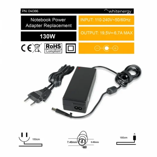 Whitenergy AC Adapter 04086 19.5V | 6.7A 130W connector 7.4x5.0mm + pin Dell - Image 5