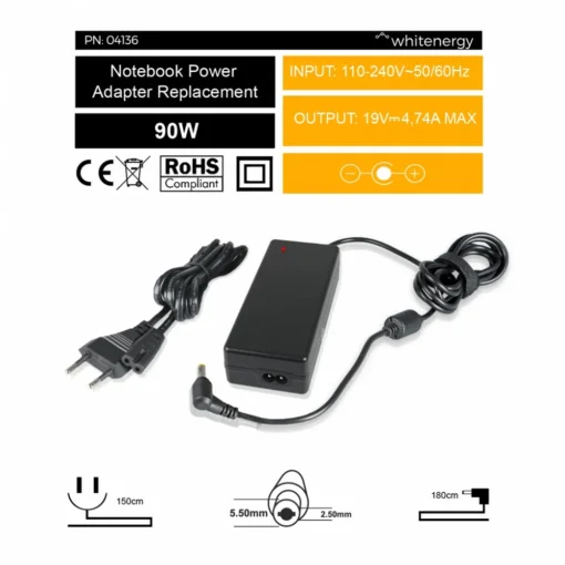 Whitenergy AC ADAPTER 19V | 4.74A 90W connector 5.5*2.5mm (04136) - Image 5