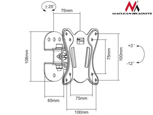 Maclean Handle for TV or monitor 13-27 MC-670 20kg, max vesa 100x100 - Image 4