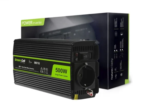 Инвертор GREEN CELL 12/220V DC/AC 500W/1000W Чиста синусоида