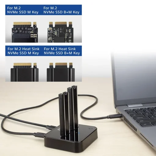 Двойна SSD докинг станция, ACT M.2 NVMe/PCIe  за клониране, USB-C 3.2 Gen2, 10 Gbps - Image 3