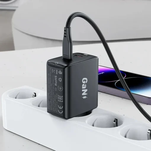 Acefast Универсално зарядно за стена Charger Wall GaN PD35W - A49 - USB-C x 2, Black - Image 6